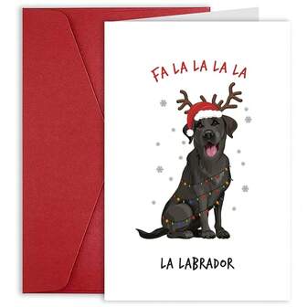 1 pieza, Tarjeta de Navidad de Labrador, Regalos navideños divertidos para hombres y mujeres, Regalos navideños lindos para amantes de los perros, Ideas de regalos navideños únicos para perros, Tarjetas y regalos de Navidad con humor de Labrador