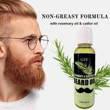 GZE 胡须油 - 含迷迭香和蓖麻的胡须护发素，带香味的胡须油 - 软化、保湿和强化胡须，使男士胡须变浓密