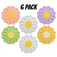 1/6pcs Flower Design  Coaster Mini Coaster,Silicone Portable Durable Cute Cup Mat ,Kitchen Table Heat-Resistant Coasters And Thick Insulation Pads,5 Colors Flower Design Anti-Slip Silicone Coaster  Set For Home Decor Tabletop Protection Suitable For Kinds Of Cups, 3.74 Inches , Creative  Cup Coaster For Dining Table