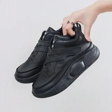 Women's Casual Slip-On Platform Loafers, Solid Color, Thick Sole, Simple & Stylish, Autumn