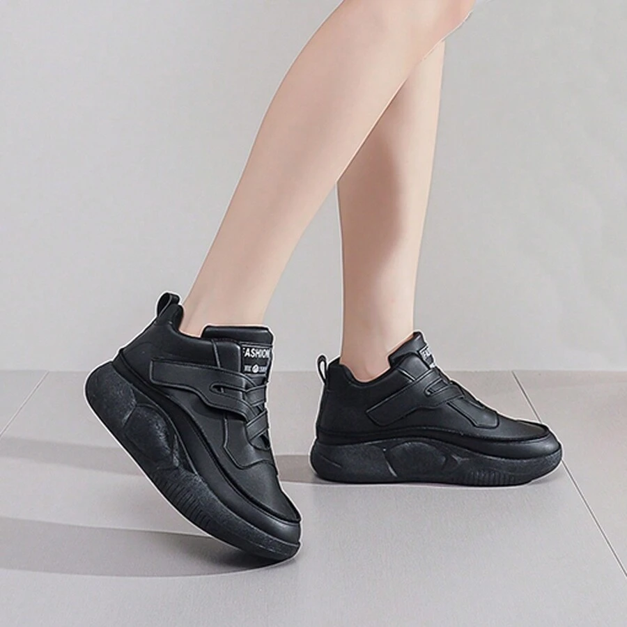 Women's Casual Slip-On Platform Loafers, Solid Color, Thick Sole, Simple & Stylish, Autumn