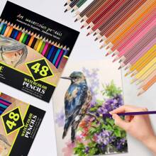 KALOUR Watercolor Pencils, Set Of 48 Professional Colored Pencils For Adult And Teens, Premium Art Supplies For Coloring, Blending And Layering Back To School
