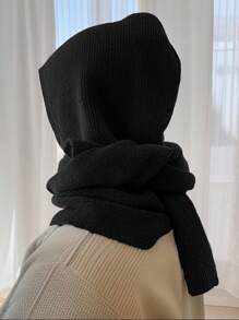 1 chiếc khăn choàng len giả sọc mảnh màu trơn đen/be/nâu/đỏ thời trang dành cho nữ, khăn choàng ấm áp thoải mái, thích hợp cho các buổi đi chơi hàng ngày vào mùa thu/đông - A - Xem 17