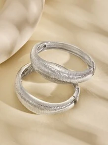 1 Set Of 2pcs Exaggerated Fashionable Unique Layered Metal Alloy Open Bangle Bracelets For Women, Suitable For Street, Shopping, Dating, Party, Beach, Office And Gift