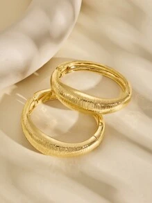 1 Set Of 2pcs Exaggerated Fashionable Unique Layered Metal Alloy Open Bangle Bracelets For Women, Suitable For Street, Shopping, Dating, Party, Beach, Office And Gift