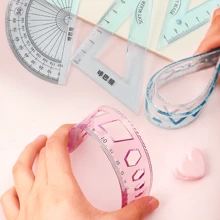 Multifunctional Ruler, Soft Ruler, Straight Ruler, Triangle Ruler, Protractor Ruler Set, Creative Stationery Drawing Tools Are Soft And Can Be Folded At Will,Rulers - Multicolor - View 3