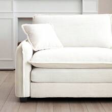 Oversized Modular Cushioned Sofa,With 3 Ottomans To Work As Sleeper Sofa Beds, 3-Seater Sofa With 3 Footstools, Beige Corduroy Fabric