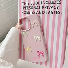 优雅的 3D 刺绣蝴蝶结手机壳适用于 iPhone 14 Pro Max/14 Pro/14、iPhone 15 Pro Max/15 Pro/15、iPhone 16 Pro Max/16 Pro/16、iPhone 13 Pro Max，简约设计，适合女性 - 彩色 - 查看 4