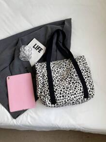 Bolso de mano minimalista y versátil de unicolor, diseño casual con bloques de color, gran bolso de hombro - Blanco - Ver 6