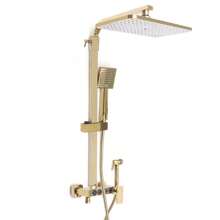 Modern Duschsystem Wandmontage Duschkopf Handbrause Dusch Satz Einstellbar Gold - Gold - Übersicht 4