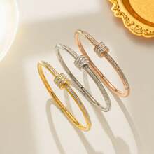 Cross-Border Explosion Bracelet Full Of Diamonds, Small Waist Women, High Quality Titanium Steel Hand Jewelry Bracelets, Light Luxury Niche Jewelry Factory - 金色 - 查看 6