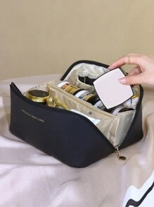 1pc Large Capacity Travel Makeup Bag, Multi-Functional Cosmetic Organizer Pouch, Waterproof Toiletry Bag, Portable Makeup Pouch With Compartments, Ideal For Back To School