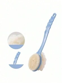 1 件粉色/蓝色长柄沐浴刷，多功能擦洗刷，用于背部去角质和淋浴清洁