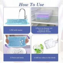 6 chiếc/1 bộ Khay làm đá viên mini cho tủ đông: Khay làm đá nhỏ FDDBI cho tủ đông có ngăn chứa - 135*4 chiếc Khay làm đá viên dễ tháo lắp - Khay làm đá vụn có hộp đựng đá - Khay làm đá viên đông lạnh nhanh - Xem 7