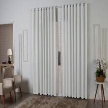cortina para interiores sala e quarto escritório (3m largura x 2,20altura) tecido microfibra - Branco - Visão 2