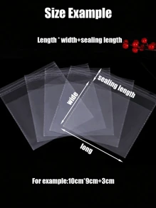 200 chiếc túi OPP trong suốt tự dính, túi đựng quà tặng nhiều kích cỡ, túi đựng đồ dùng hàng ngày, Giáng sinh - Trong sáng - Xem 7