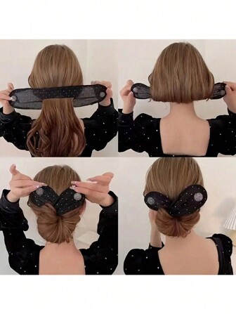 1 pieza Nuevo Accesorio para el Cabello, Diadema con Lazo de Malla, Pasador de Cristal Minimalista de Tela, Herramienta de Peinado, Accesorio de Moño, Regalo para Mujeres, Adecuado para Uso Diario y Festivo