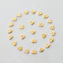 1 件时尚简约密镶锆石眼心形字母手链女式不锈钢串珠链手链适合女士情人节、妈妈、母亲、母亲节、礼物 - 金黃色 - 查看 4