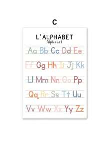 1PC Song ngữ tiếng Pháp Giáo dục Học Số Bảng chữ cái Hệ Mặt trời Poster In Nghệ thuật treo tường Tranh vải Canvas Trang trí phòng học cho trẻ em Không có khung - Nhiều màu - Xem 12
