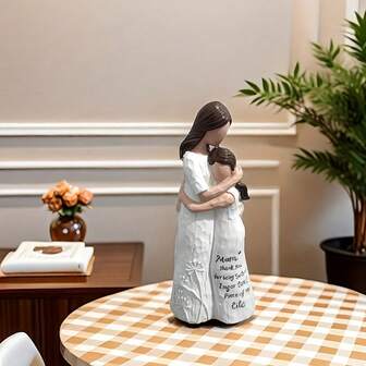 Escultura de madre e hija abrazándose, figura parental, ideal como regalo del Día de la Madre, decoración del hogar, exhibición en el balcón