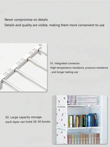 1 套多功能储物架，简易组装书架，落地式可堆叠储物架，可拆卸储物整理架，实用储物架，适用于家庭卧室厨房客厅学校宿舍
