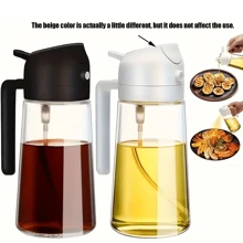 1pc Kitchen Oil Spray Can(Glass Jar) 2-In-1 Kitchen Oil Dispenser And Sprayer Olive Oil Dispenser Bottle Kitchen  Glass Oil Pot Used In Air Fryers For Salad Frying BBQ Baking