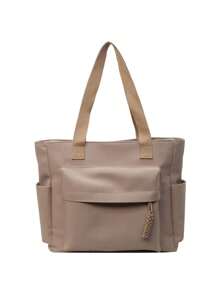 Túi đeo chéo kiểu retro, túi vải dung tích lớn màu trơn thời trang, túi đeo vai, túi xách đa năng tiện dụng, túi đeo vai thường ngày, phù hợp cho học sinh, sinh viên, công sở, các bà mẹ đi làm, đi chơi, giới trẻ yêu văn chương, thích hợp cho phụ nữ hoặc sinh viên, rất tiện để đựng sách vở, đồ mua sắm, đồ dùng học tập, v.v. - Màu Khaki - Xem 7