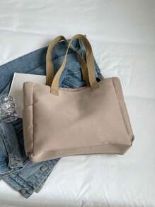 Túi đeo chéo kiểu retro, túi vải dung tích lớn màu trơn thời trang, túi đeo vai, túi xách đa năng tiện dụng, túi đeo vai thường ngày, phù hợp cho học sinh, sinh viên, công sở, các bà mẹ đi làm, đi chơi, giới trẻ yêu văn chương, thích hợp cho phụ nữ hoặc sinh viên, rất tiện để đựng sách vở, đồ mua sắm, đồ dùng học tập, v.v. - Màu Khaki - Xem 8