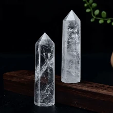 1 pieza Decoración de escritorio de pieza tallada a mano de columna arcoíris de torre de energía de cuarzo cristal natural puro, accesorios de joyería de nivel superior para sanar los siete chakras