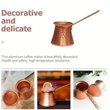 Aluminum Turkish Coffee Pot, Greek Arabic Coffee Maker, 320ml Mini Milk Heater, Butter Warmer, Mini Butter Melter, Chocolate Warmer, Stovetop Kettle - Gold - View 7