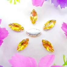 Piedras de vidrio en forma de ojo de caballo Navette, colores normales no AB, forma ovalada brillante hecha a mano, base de metal plateado con garras, cristales cosidos a mano, piedras planas con orificios para decorar ropa, vestidos, bolsos, zapatos, broches, pendientes y manualidades - Colores de fantasía - Ver 32