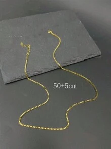 1pc 18K Gold Plated Stainless Steel Twisted Chain Necklace, Simple Design Suitable For Men's Daily Wear, Gift For Boyfriend, Father, Husband, Classmate