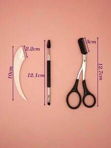 3 件装便携式眉毛修剪剪刀、斜角刷、螺旋眉刷、眼部化妆刷套装 - 彩色 - 查看 8