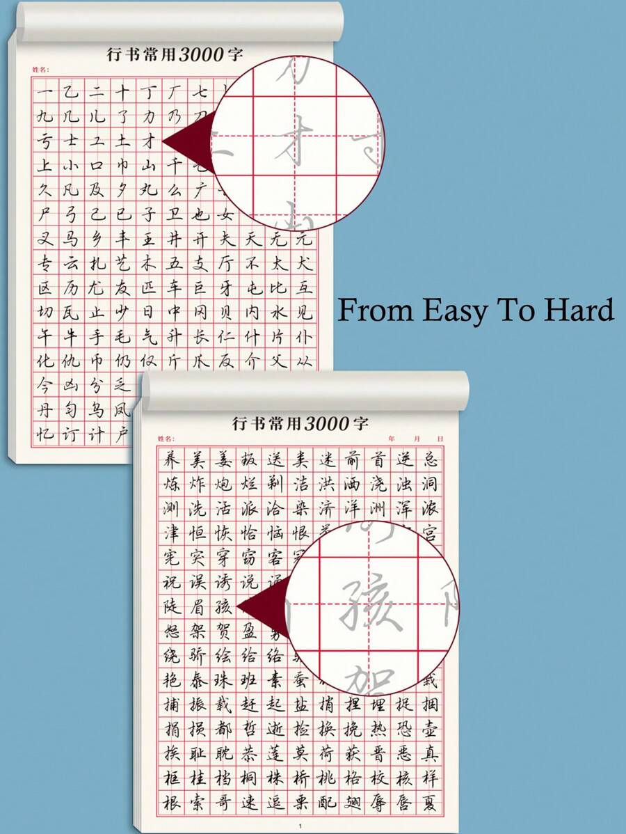 1pc Chinese Hard Pen Calligraphy Running Script Practice Sheets For