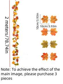 1 mảnh trang trí mùa thu, dây leo lá phong, trang trí sân vườn Halloween, dây leo nhân tạo để trang trí cửa ra vào và cửa sổ, thích hợp cho Giáng sinh và lễ tạ ơn, trang trí Halloween, trang trí ngoài trời trong nhà, trang trí tiệc, trang trí làm vườn ngoài trời, trang trí thang cuốn hành lang, trang trí bàn, trang trí lễ tạ ơn, Trang trí tường - Nhiều màu - Xem 7