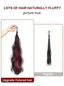 1 件装合成接发环绕凌乱发髻发圈弹性发髻制作器环女士款，约 20 英寸 - 挑染紅色 - 查看 5