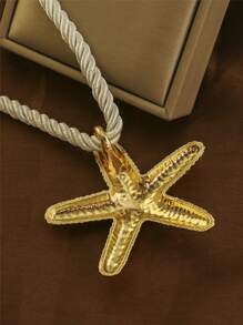 1pc Estilo Praia Exagerado Estrela Do Mar Pingente Chunky Corda Colar, Para Férias