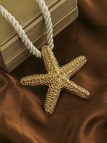 1pc Estilo Praia Exagerado Estrela Do Mar Pingente Chunky Corda Colar, Para Férias