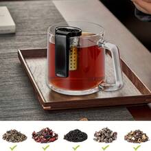 2 piezas Infusor de té montado en taza, colador de té, sumergidor de té - Negro - Ver 4