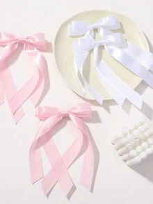 1pc Kids Princess Double Layer Ribbon Bow Hair Clip - 1pcs - View 2