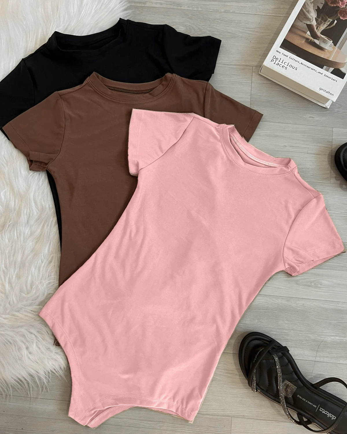 Bory Women's Crew Neck Bodysuit Summer Blogger 2024 - Màu Hồng baby - Xem 1