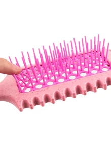 1 件带手柄的椭圆形气垫梳，小麦秸秆材质定义造型刷，顺发刷，专业发型梳，弹跳卷发定义造型刷梳，适合卷发、直发、女士、儿童