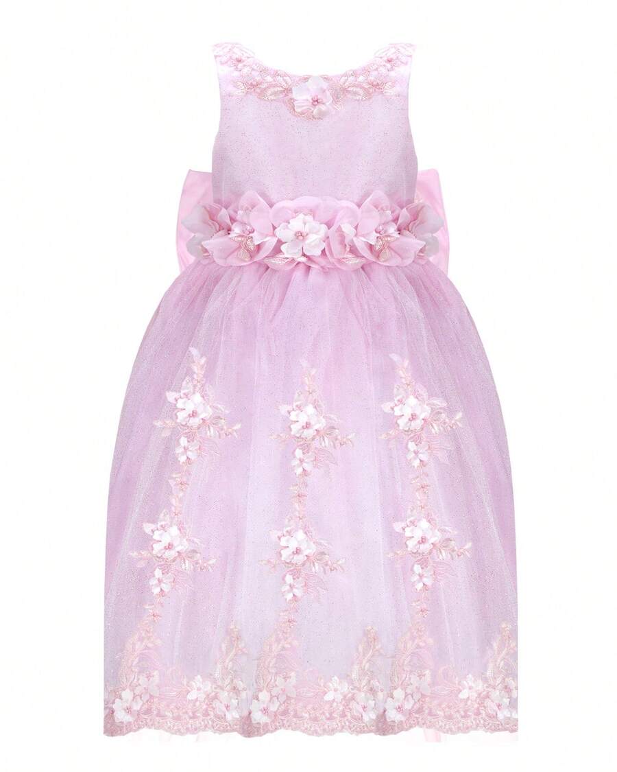 Maylin Romina Girl's Long Party Dress - Pink - View 1