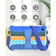 Funda para tableta fabricada en silicón con correa Pop it - Azul - Ver 6