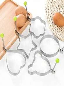 Star And Heart Shaped Egg Ring Set, Stainless Steel Omelette, Omelette Mold - Bạc - Xem 4