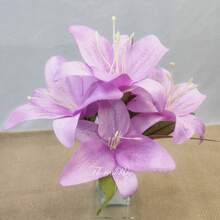 Artificial Lily Bouquet With 5 Flowers For Wedding Decoration, Arrangements, Decorating Parties And Home - Tử đinh hương nguyên chất - Xem 3