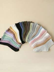 20 زوجًا من جوارب الكاحل النسائية المخططة بألوان سادة عشوائية، ناعمة ومتعددة الاستخدامات، قابلة للتنفس