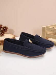 Women's Gold Butterfly Decorated Handmade Flat Shoes,Casual Slip-On Loafers For Spring And Autumn Traveling & Leisure - Blue - View 2