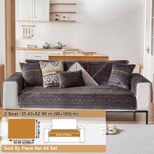 1pc Boho Stijl Pluche Bankhoes, Antislip 4 Seizoenen Universele Bedrukte Bankbeschermer, Huisdiervriendelijk Anti-Kras Bankkussen, Geschikt Voor Woonkamer, Slaapkamer, Kantoor