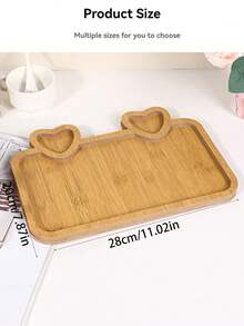 1 khay gỗ hình trái tim tròn và vuông mới đựng món tráng miệng, đồ ăn nhẹ, đồ trang trí bàn bếp làm quà tặng Giáng sinh - Màu Khaki - Xem 6